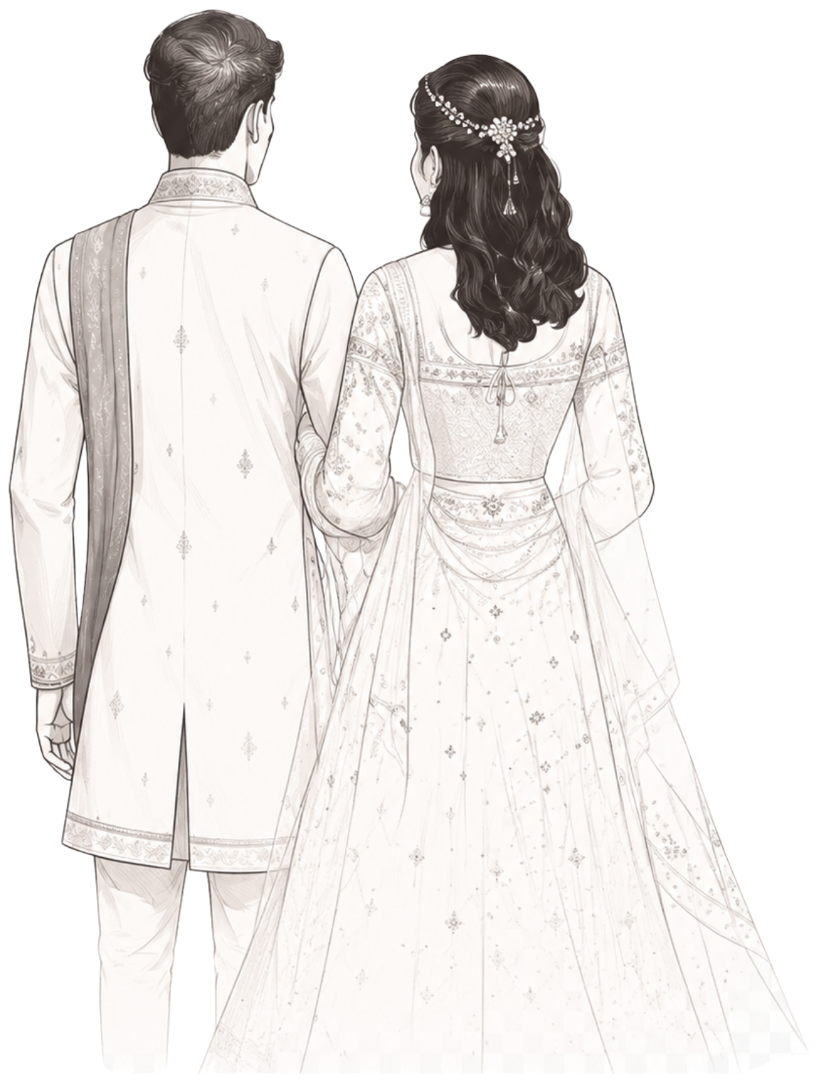 Bride and groom standing together